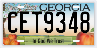 GA license plate CET9348