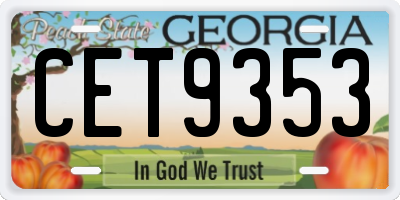 GA license plate CET9353