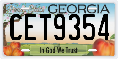 GA license plate CET9354