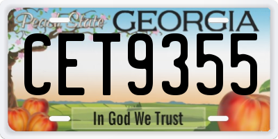 GA license plate CET9355