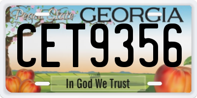GA license plate CET9356