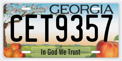 GA license plate CET9357
