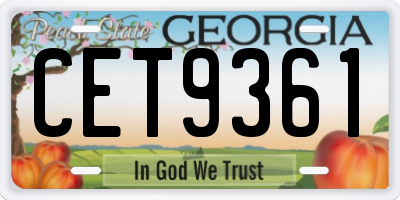 GA license plate CET9361
