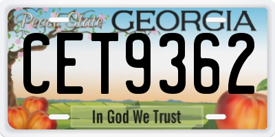 GA license plate CET9362