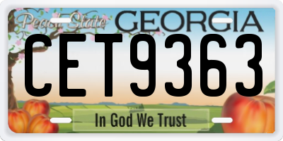 GA license plate CET9363