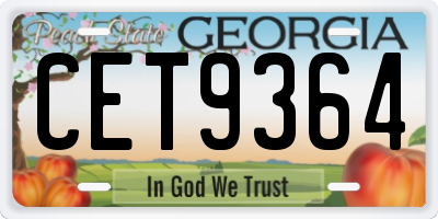 GA license plate CET9364