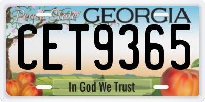GA license plate CET9365