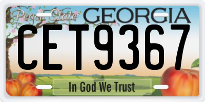 GA license plate CET9367