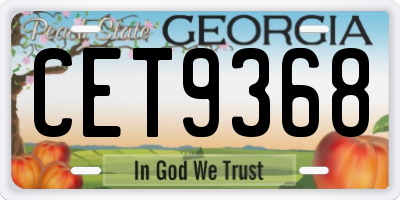 GA license plate CET9368