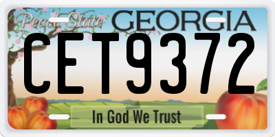 GA license plate CET9372