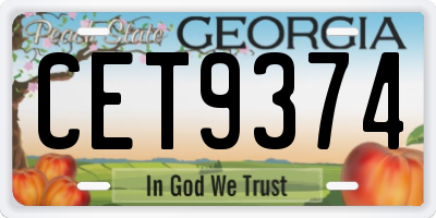 GA license plate CET9374