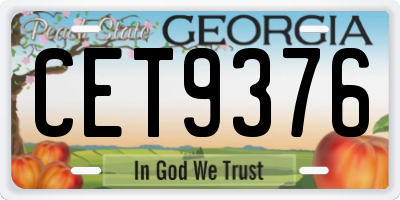 GA license plate CET9376