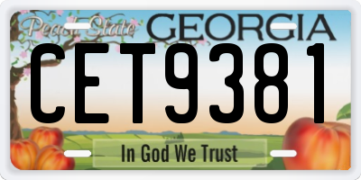 GA license plate CET9381