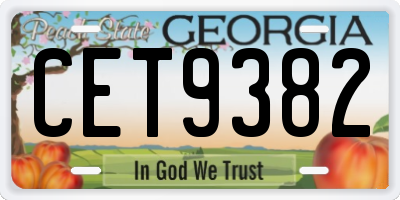 GA license plate CET9382