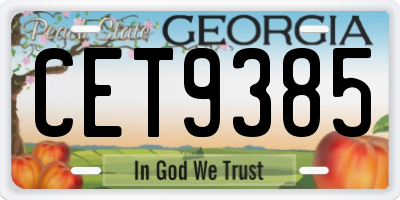 GA license plate CET9385