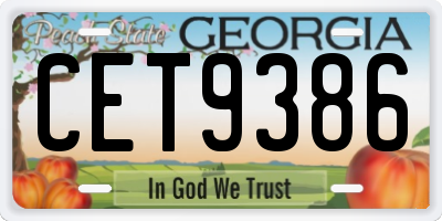GA license plate CET9386