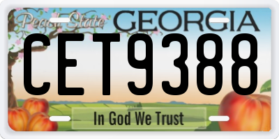 GA license plate CET9388