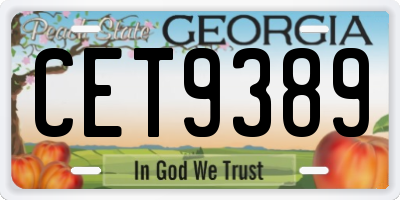 GA license plate CET9389