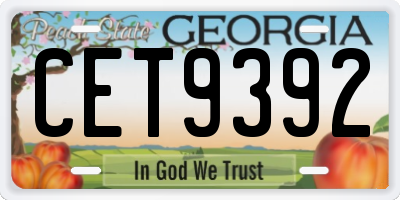 GA license plate CET9392