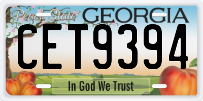 GA license plate CET9394