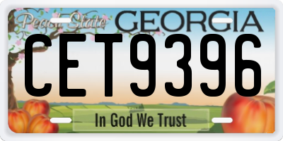 GA license plate CET9396