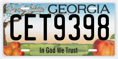 GA license plate CET9398
