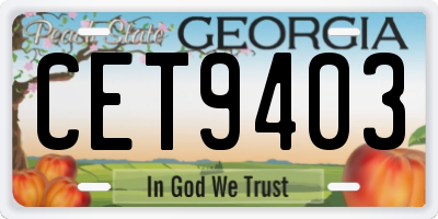 GA license plate CET9403