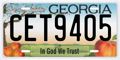 GA license plate CET9405
