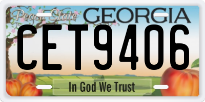 GA license plate CET9406