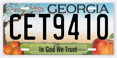 GA license plate CET9410