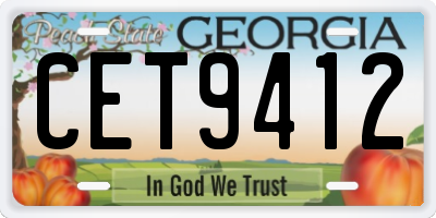 GA license plate CET9412