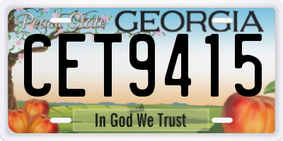 GA license plate CET9415