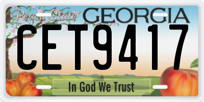 GA license plate CET9417