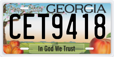 GA license plate CET9418