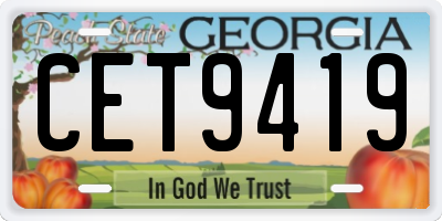 GA license plate CET9419
