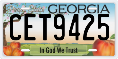 GA license plate CET9425