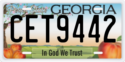 GA license plate CET9442
