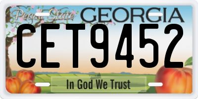 GA license plate CET9452