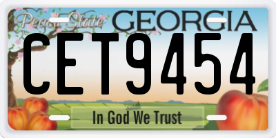 GA license plate CET9454