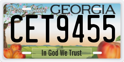 GA license plate CET9455