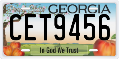 GA license plate CET9456