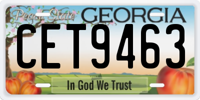 GA license plate CET9463