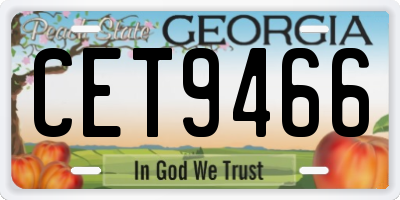 GA license plate CET9466