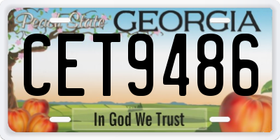 GA license plate CET9486