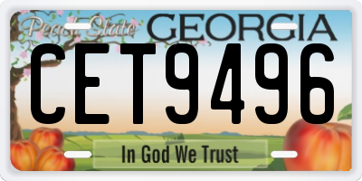 GA license plate CET9496