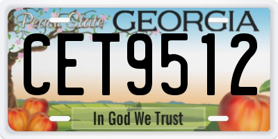 GA license plate CET9512
