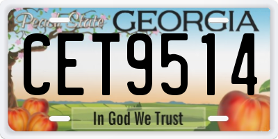 GA license plate CET9514