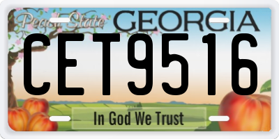 GA license plate CET9516