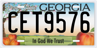GA license plate CET9576
