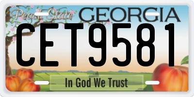 GA license plate CET9581